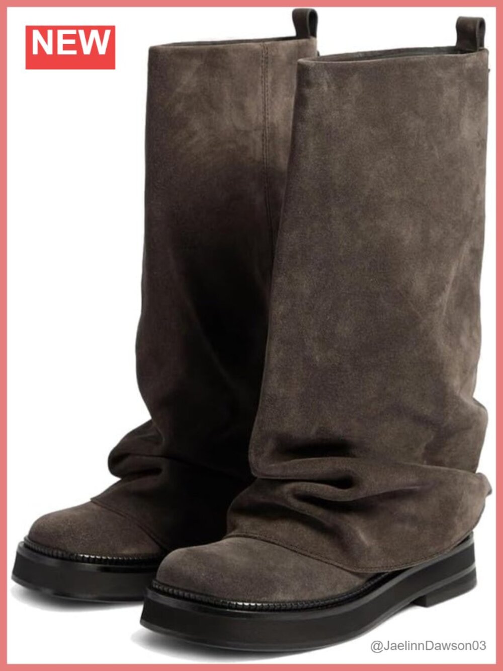 Women's Slouchy Knee High Boots Suede Round Toe Pull On Platform